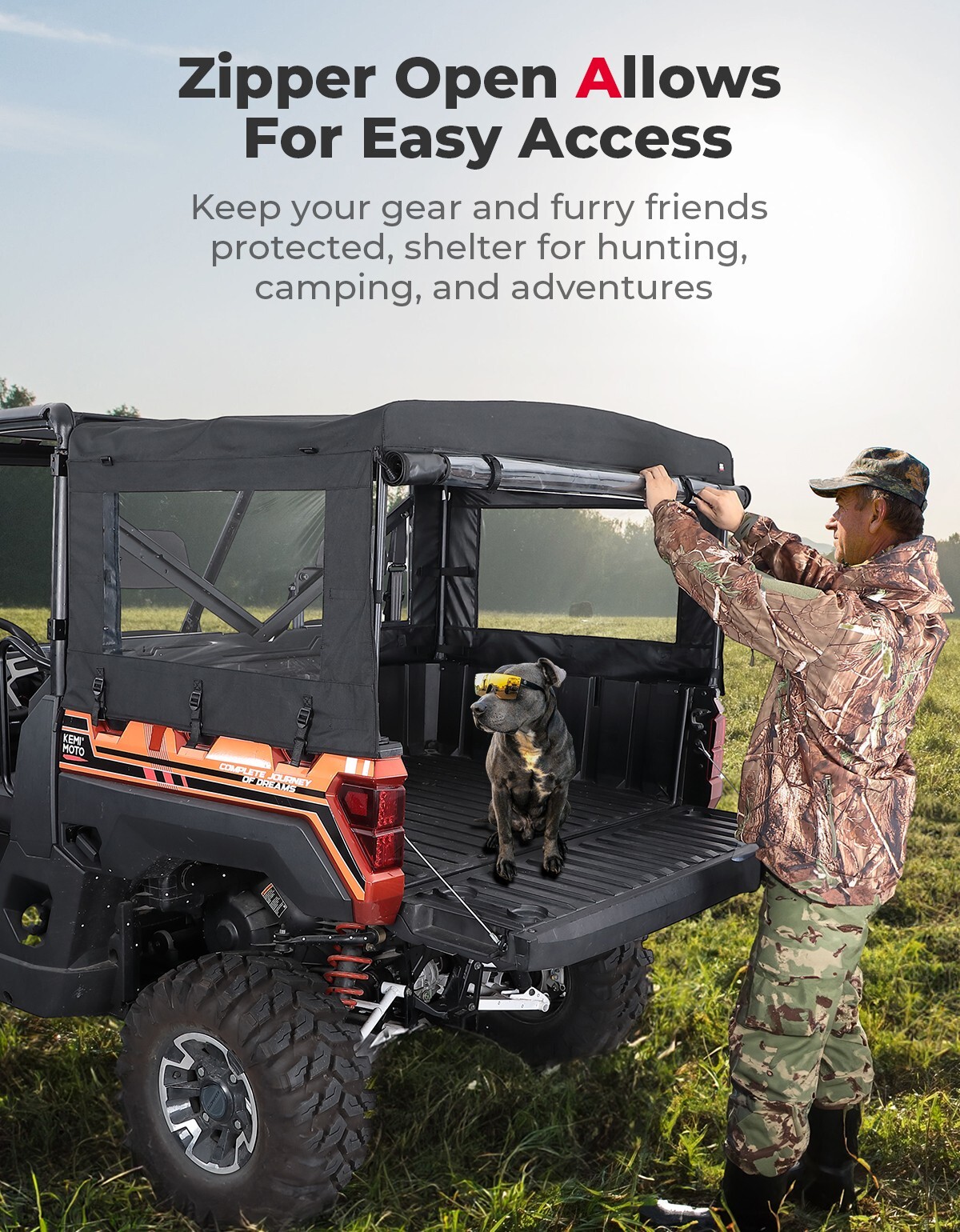 600D Camper Cargo Bed Cover for 2015-2025 Polaris Ranger XP 1000/570/Crew