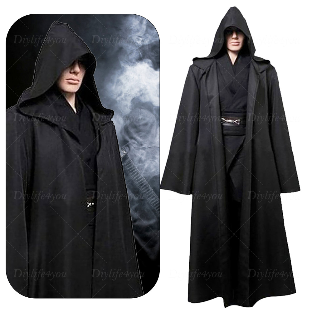 Adults Mens Hooded Robe Cloak Cape Party Halloween Vampire Robe Cosplay Costume