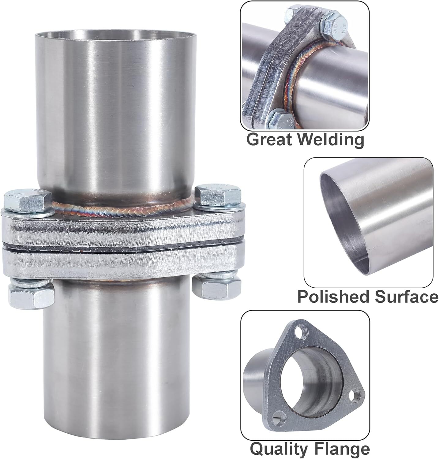 3 BOLTS 2.5" OD Universal Quick Fix Exhaust Triangle Flange Repair Pipe Kit