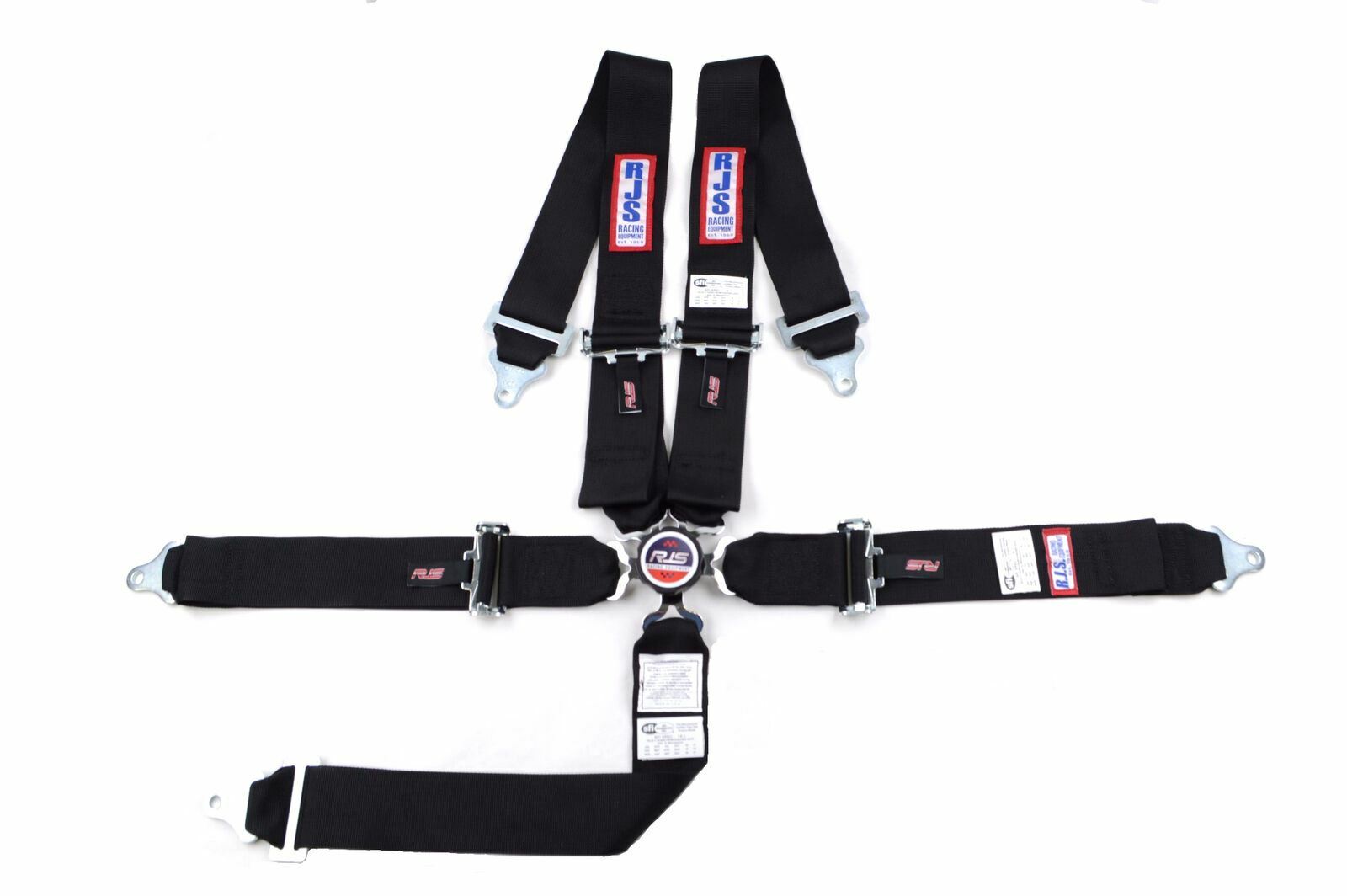 RJS SFI 16.1 CAM LOCK 5 PT RACING SEAT BELT HARNESS ROLL BAR MOUNT BOLT IN BLACK