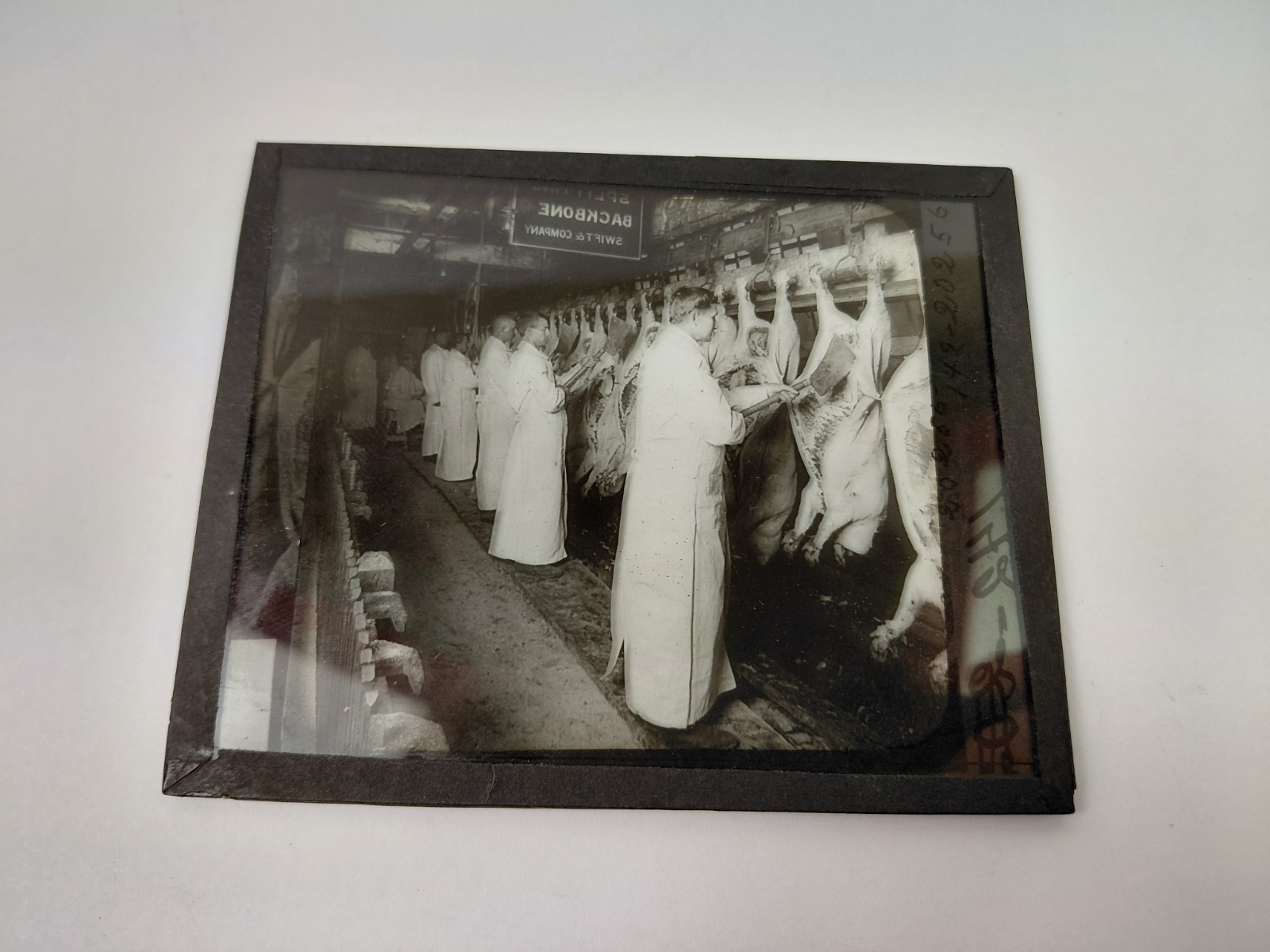 Magic Lantern Glass Slide Photo Keystone P142 Hog Butcher Chicago