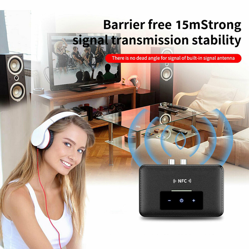 New Wireless Bluetooth 5.0 Receiver Aux NFC to 2 RCA Audio Stereo Adapter 3.5mm