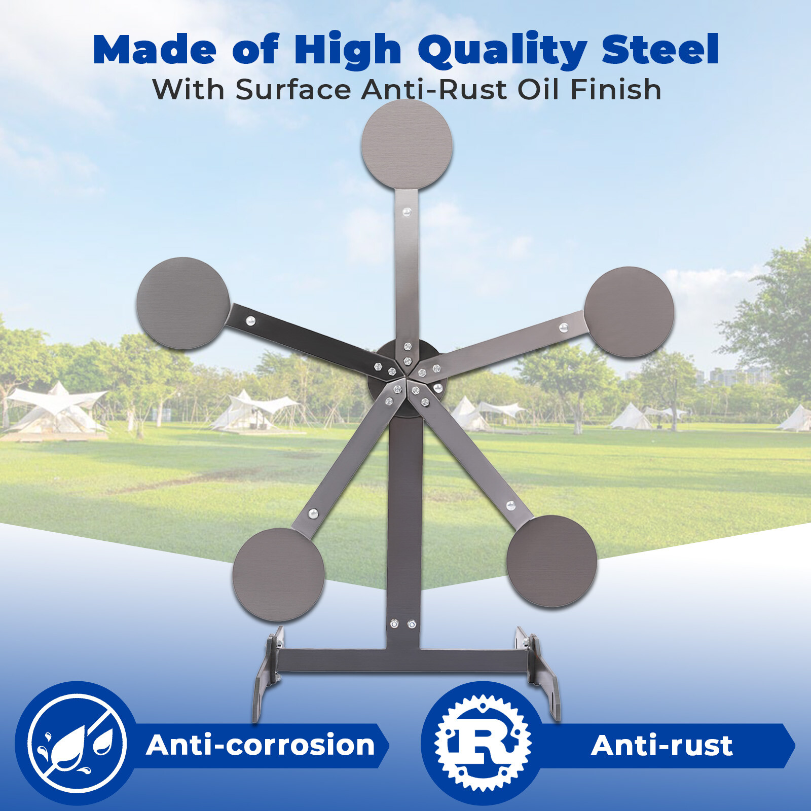 8" inch Portable Paddles Star Reactive Shooting Target Q235 Steel, No Welding