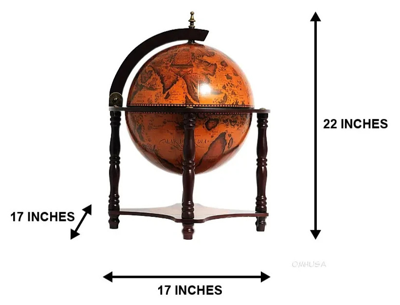 Nautical Hide A Bar Table Top Old World Style Globe Hidden Pub Wooden 13" New