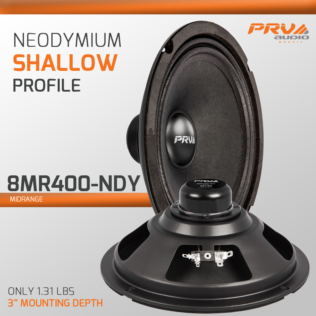 4x PRV Audio 8MR400-NDY Neodymium 8" Midrange Loudspeakers 400W 8 Ohms 8MR Neo