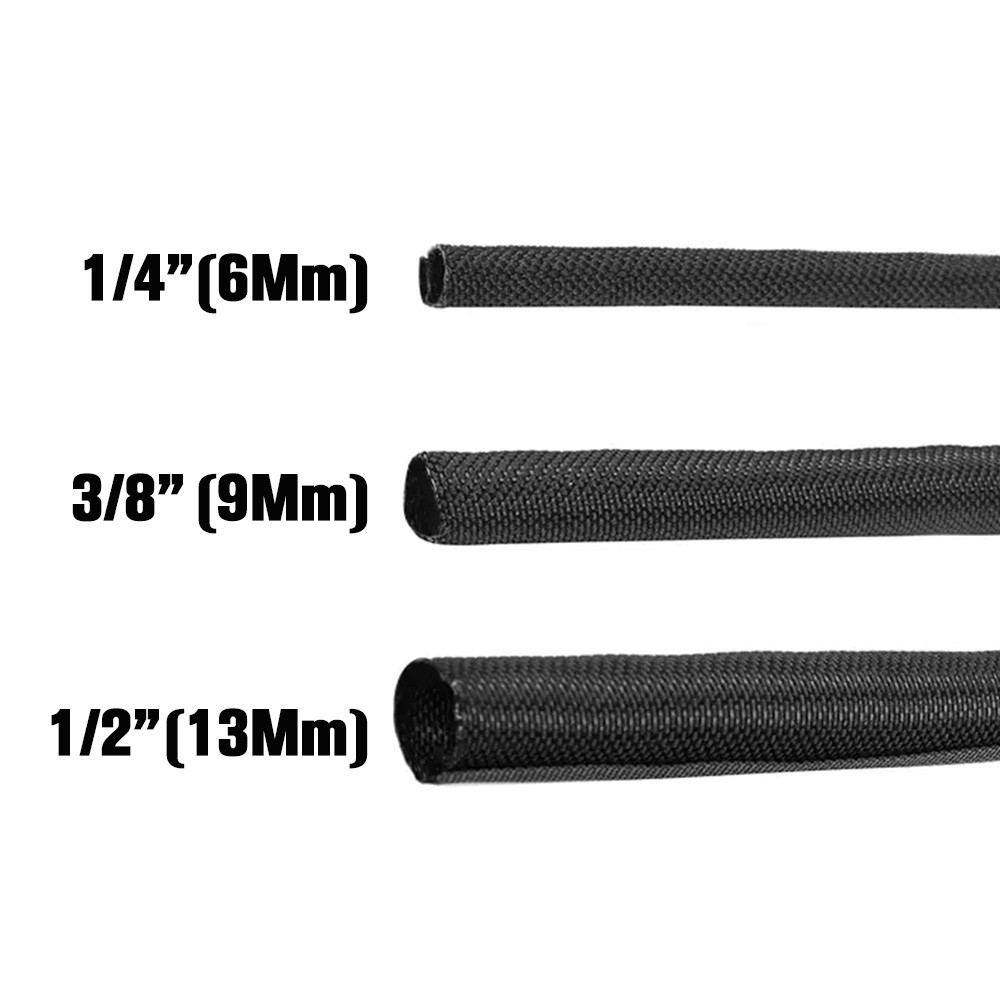 Black Split Wire Loom Braided Cable Sleeve Wires Harness Wrap Cord Protect US