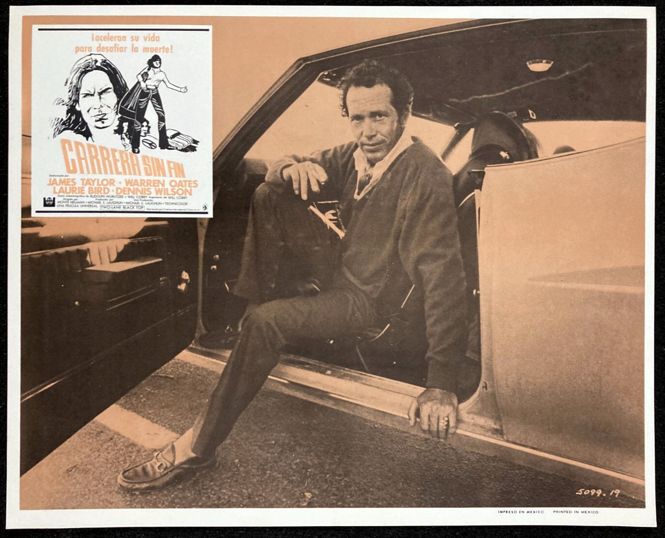 TWO LANE BLACKTOP Orig Movie Lobby Card Poster Warren Oates GTO Hot Rods Racing