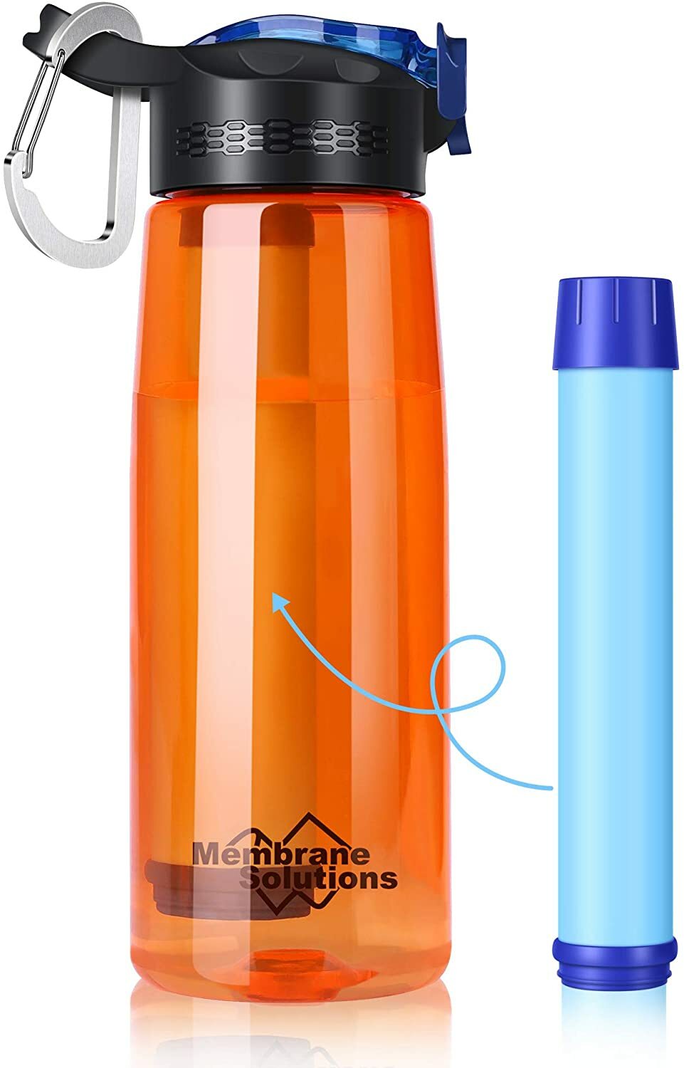 Outdoor Water Filter Bottle Integrated Straw 4-Stage Purifier Camping Hiking Kit