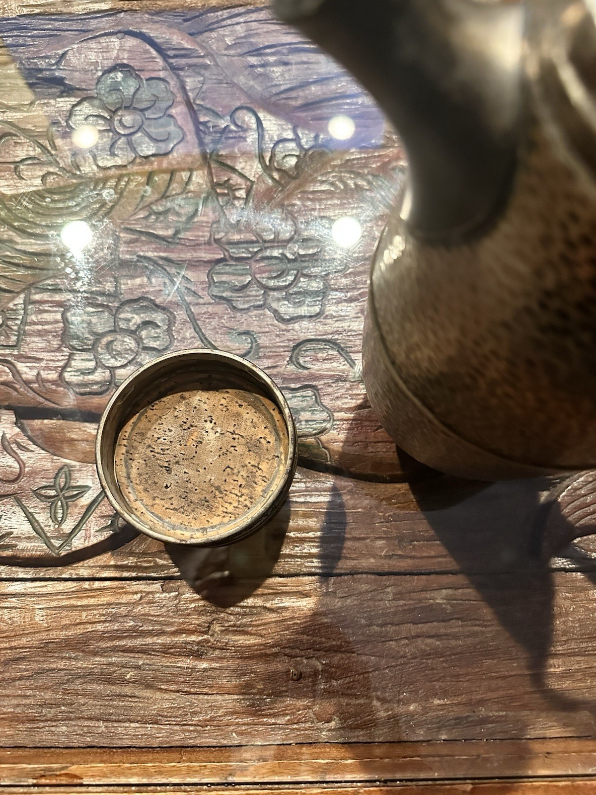 Art Deco Nickel Silver And Silver Plate Cocktail Shaker With Cork -Hand Hammered