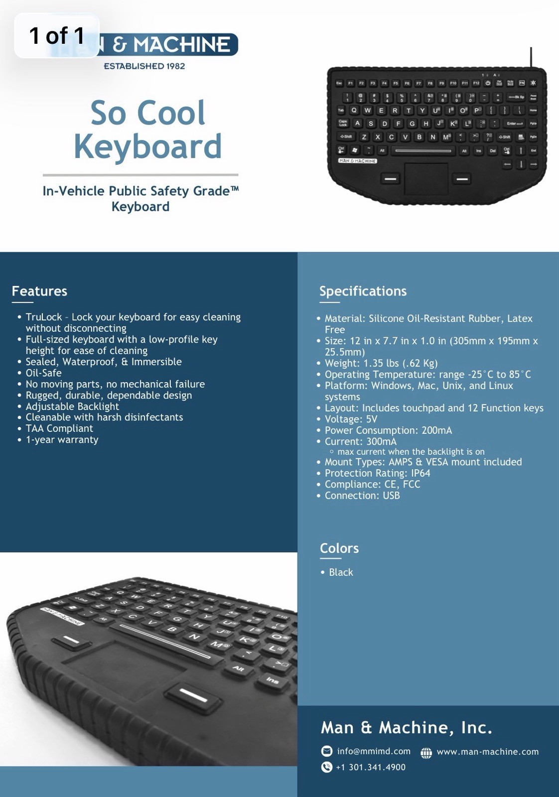 Man&Machine “So Cool” Keyboard - Red Backlight - TAA Compliant