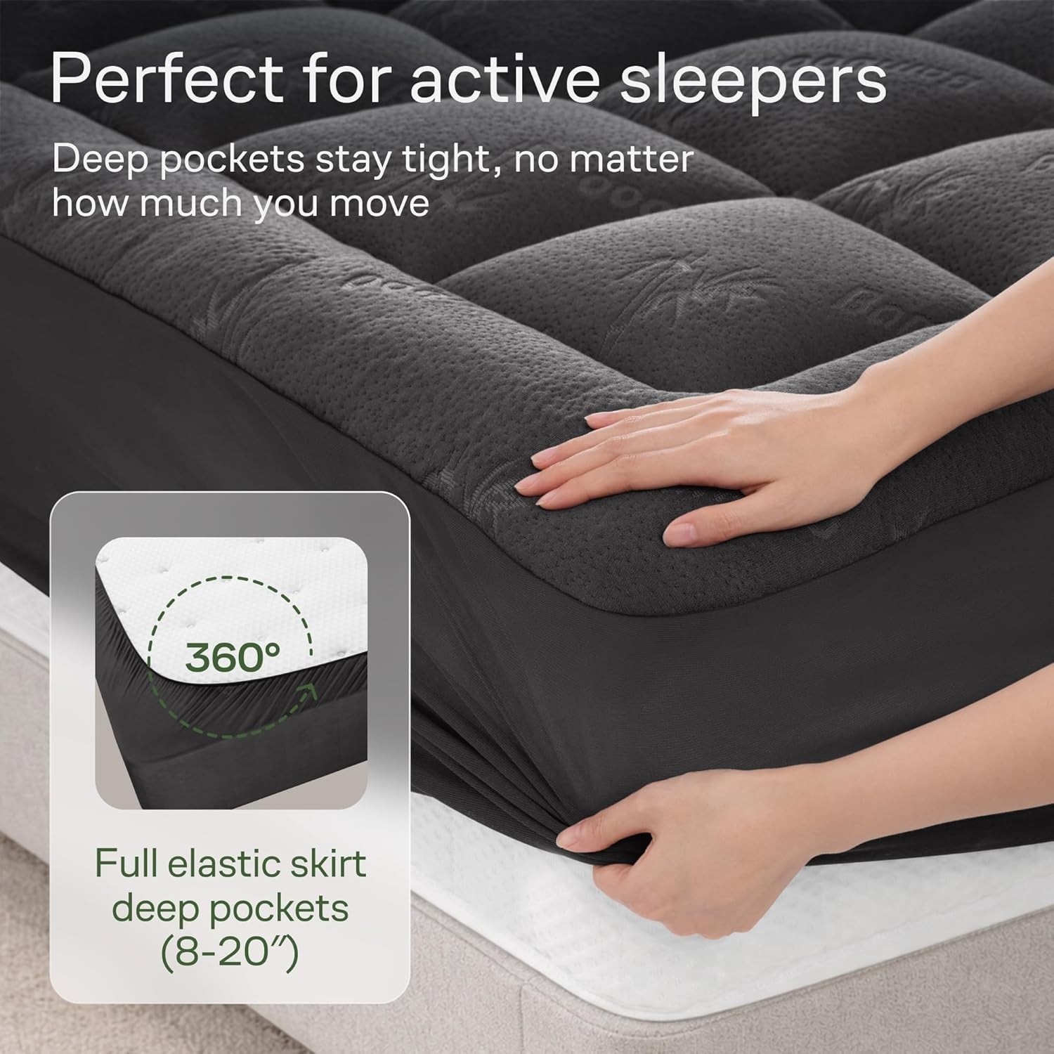 Bamboo Viscose Queen Mattress Topper - Soft Pillow Top for Back Pain Relief