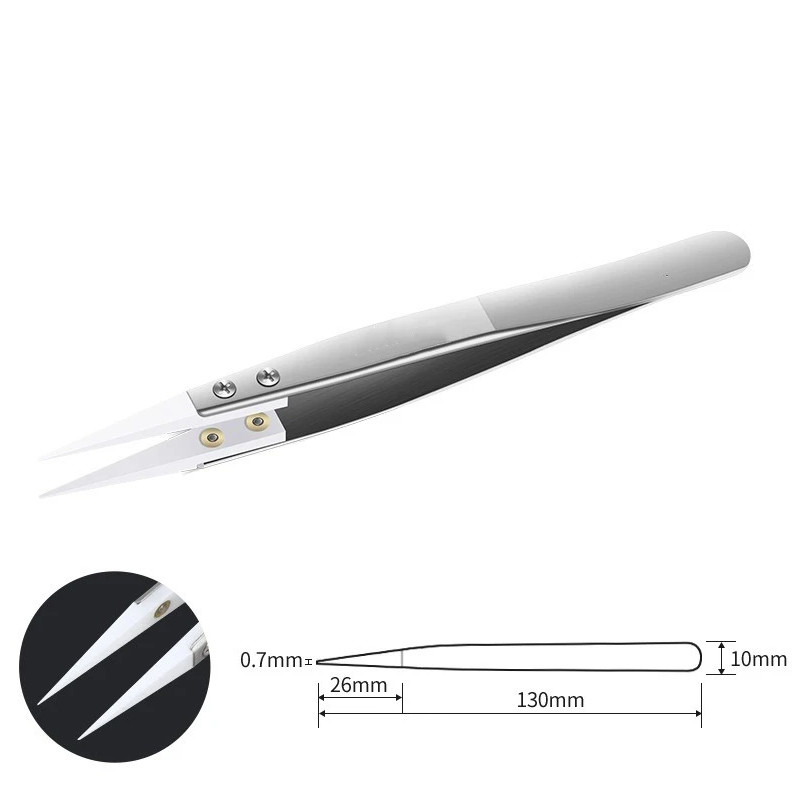 1pc Ceramic Tipped Stainless Steel Tweezers Heat-Resistant Precision Tool - NEW