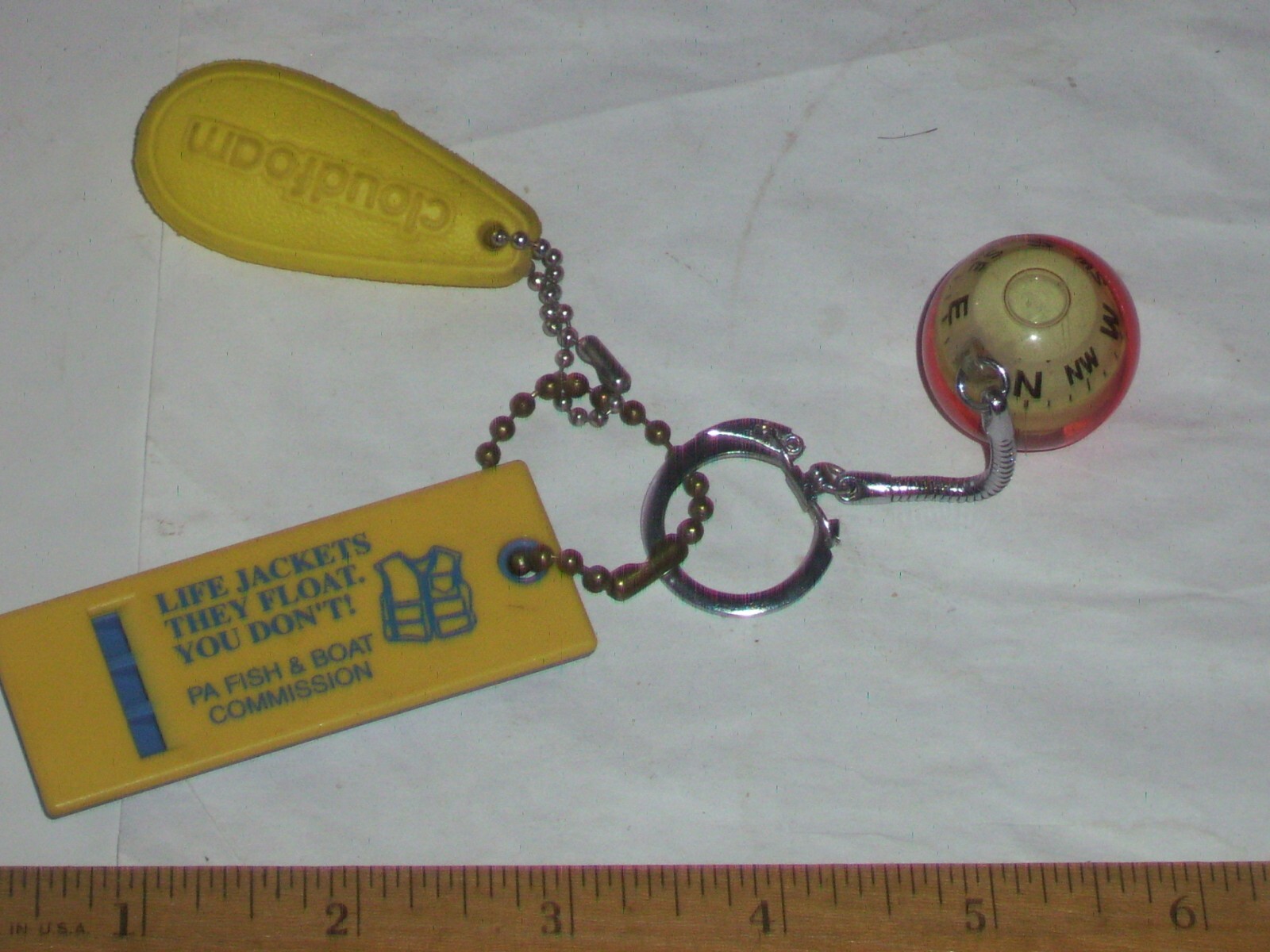 Nice Frankenstein set Safety boating gear, floating key chain, whistle & compass