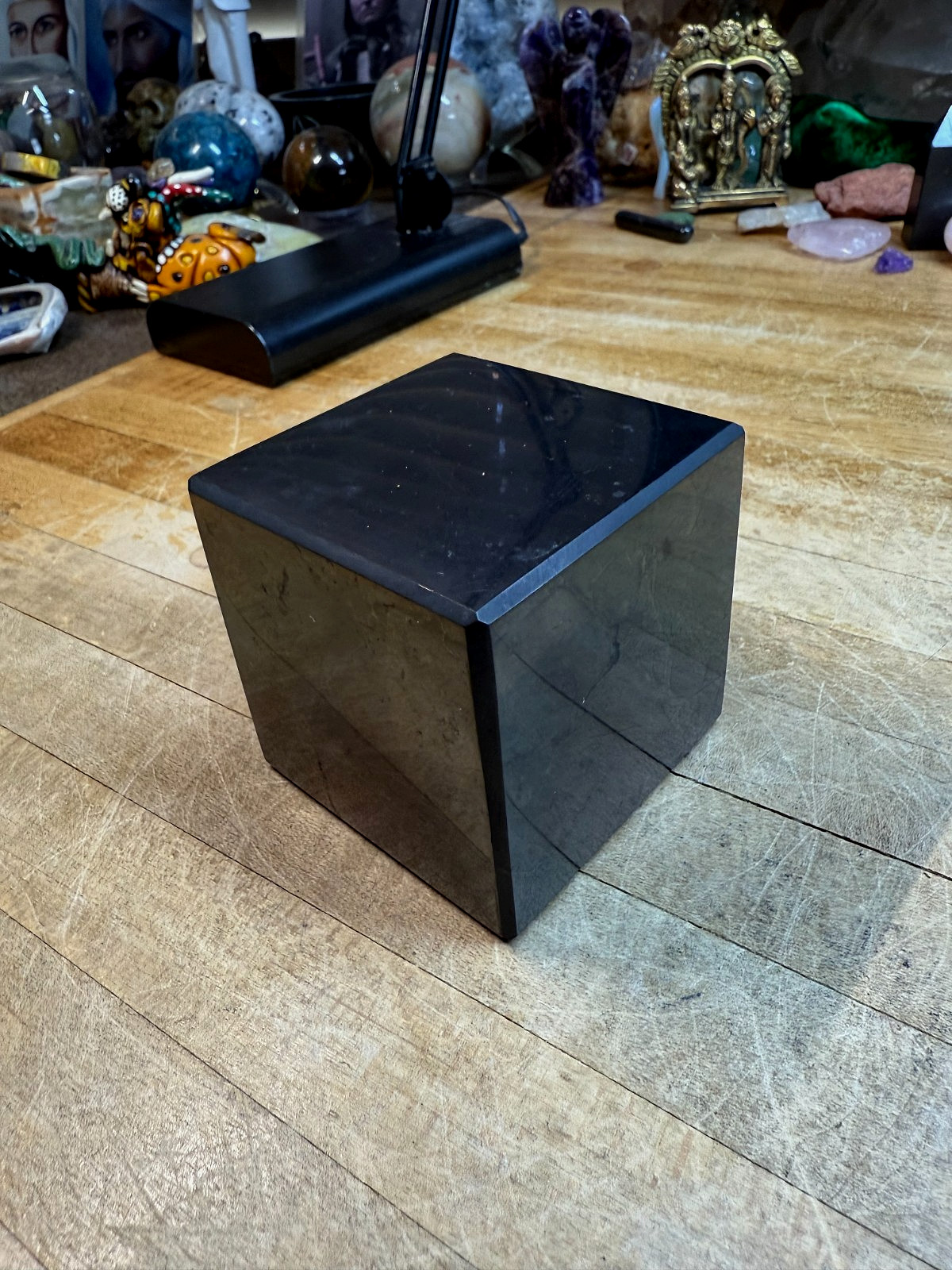 Shungite Med LG Polished Cube Beveled Edges Gemstone From Russian Federation 335