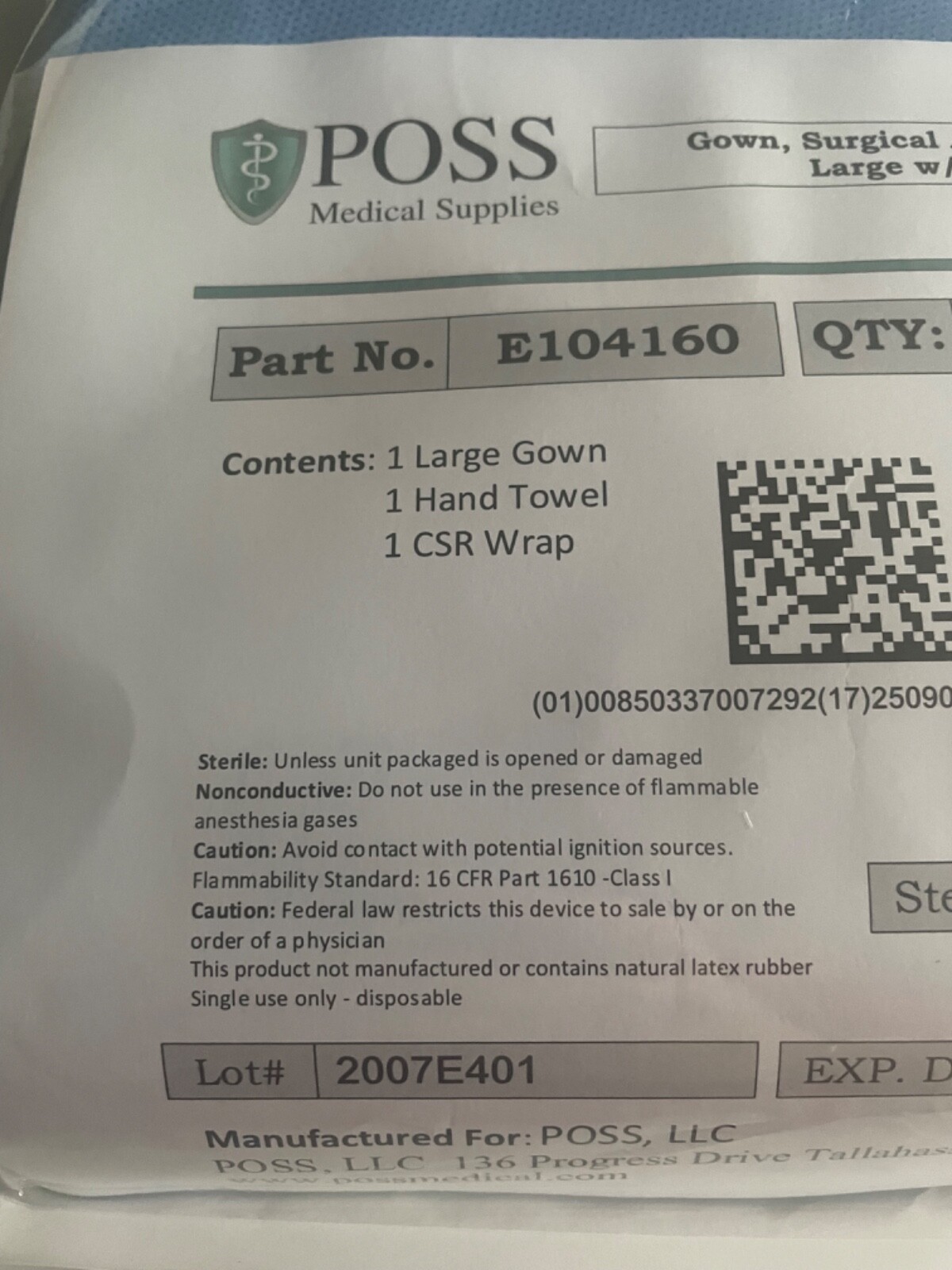 28 Units Sterile Blue Surgical Gown Size Large AAMI Level 4 w/ Hand Towel 9/2025