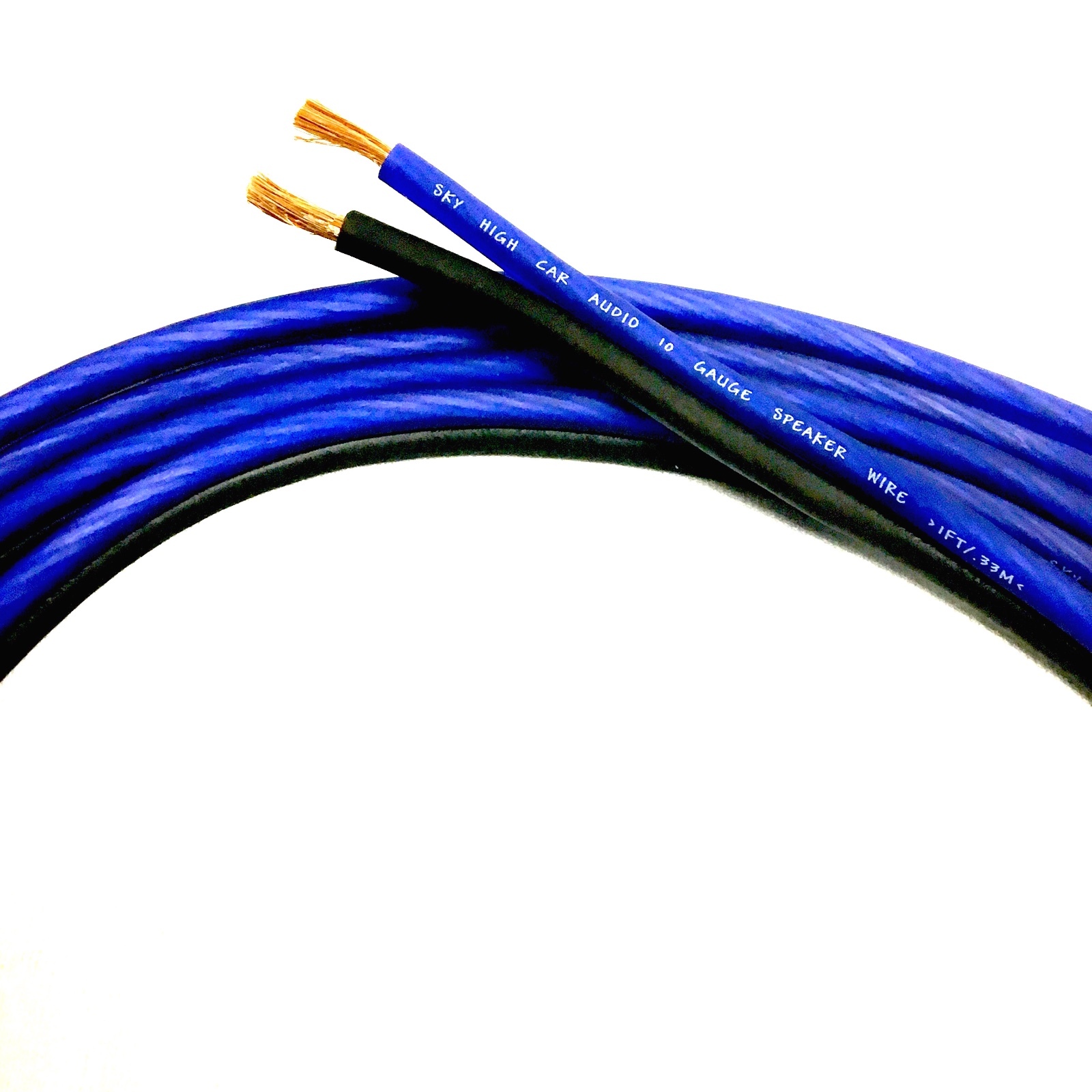 50 ft TRUE 10 Gauge BLUE/BLACK AWG Sky High Car Audio Speaker Wire Car Home