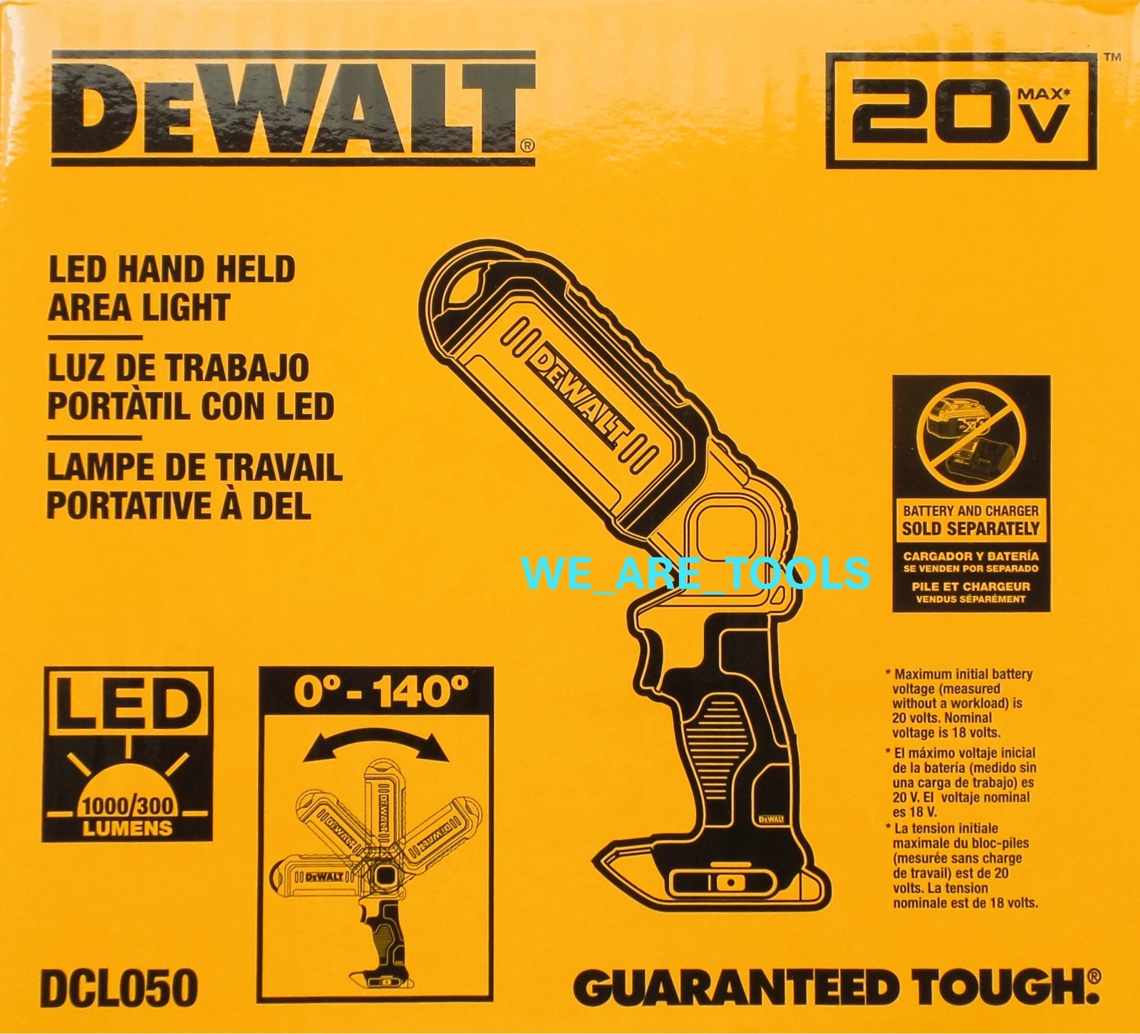 Dewalt DCL050 LED 20V Light Pivoting Flashlight Work Area Light