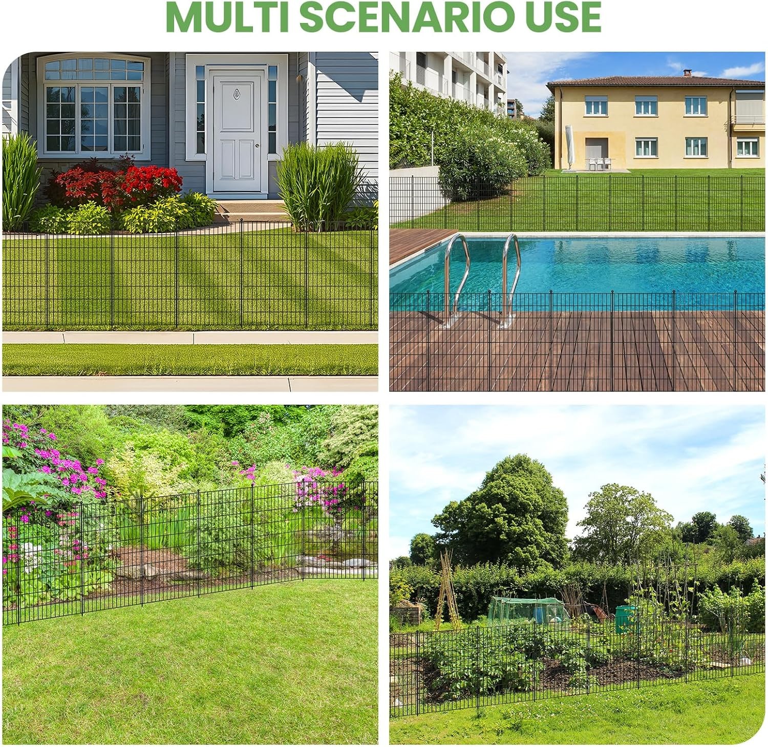 NAIZEA Garden Fence with Gate 7 Panels 13 Panels Animal Barrier No Dig Pet Fence