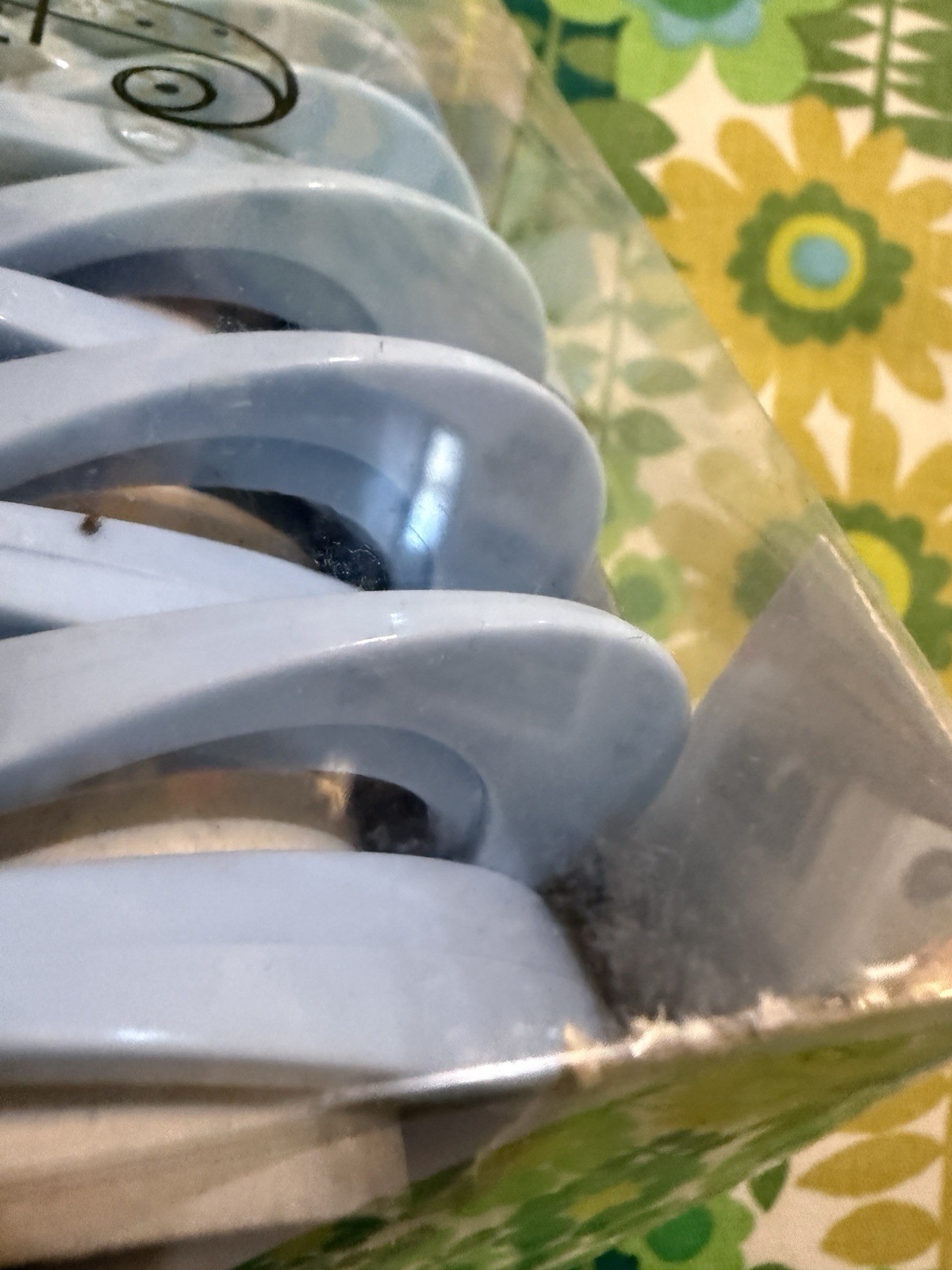 Vintage NOS Blue Plastic Shower Curtain Rings Hooks