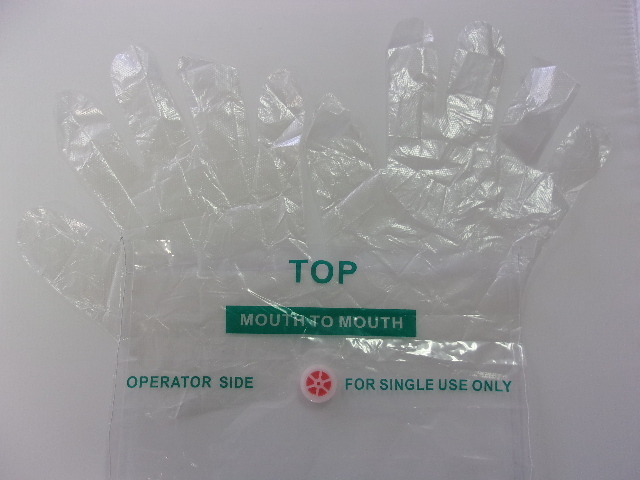 20 Red CPR Mask Facial Shield in Keychain with GLOVES Disposable