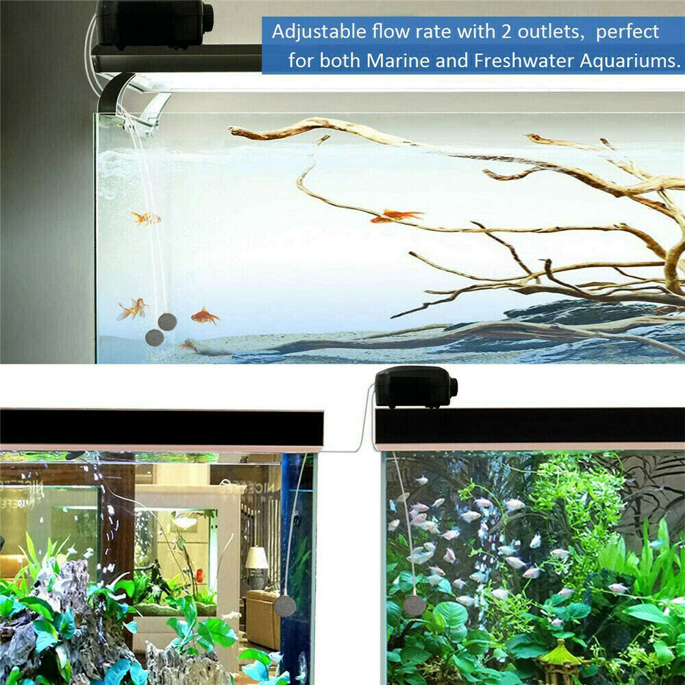 Silent Air Pump Large Aquarium Fish Tank Pump Hydroponic Oxygen 2 Outlet Pump