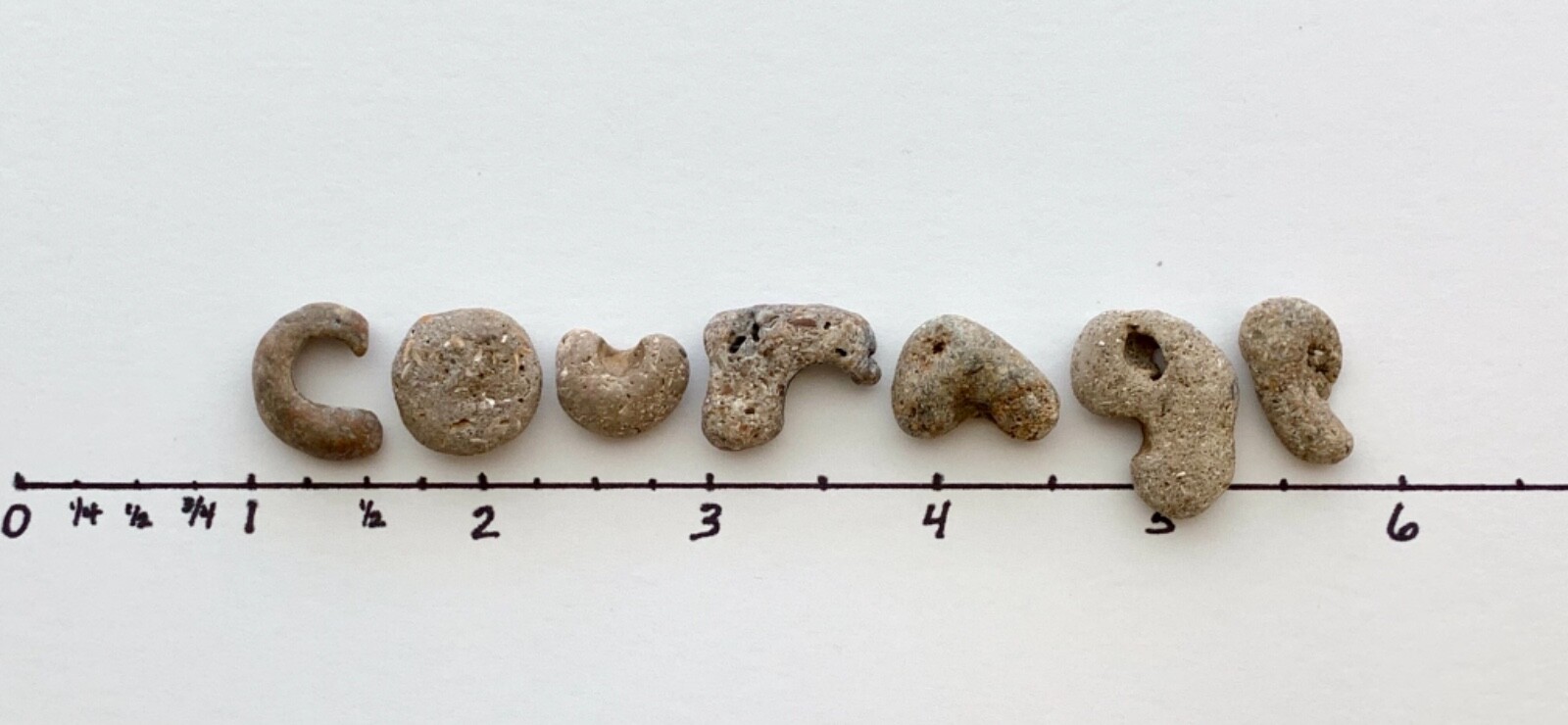 COURAGE Rocks Beach Stones Word Sign Natural Letter Shaped Pebble art craft USA