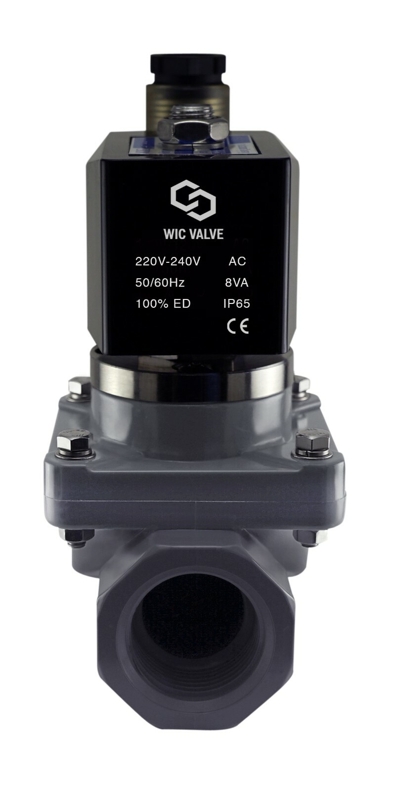 1/2" Anti Corrosion Salt Water Acid Resistant Solenoid CPVC Valve NC 220V AC