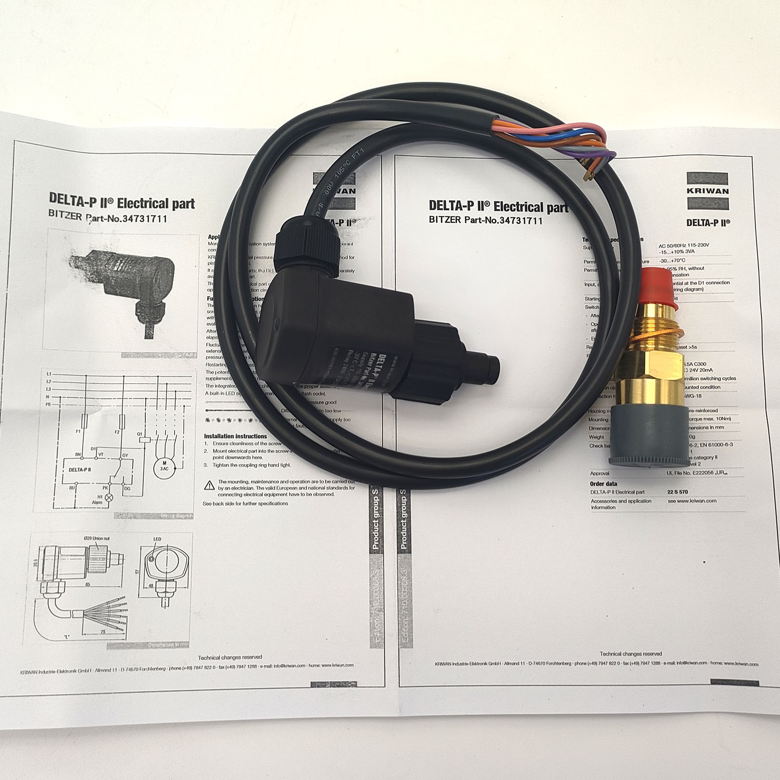 For Bitzer 34731711 Compressor Oil Pressure Differential Switch with Copper Head