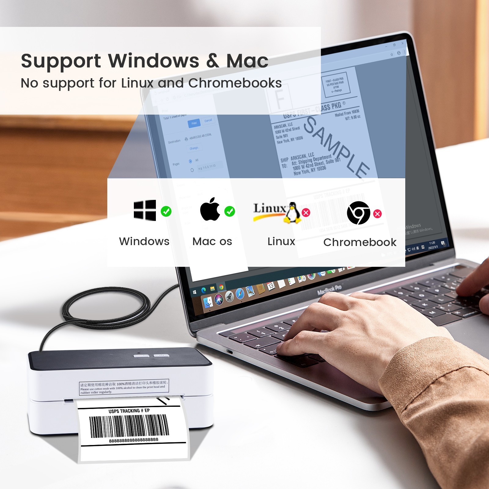 Thermal Printer USB Thermal Shipping Label Printer 4x6 for Shipping Label