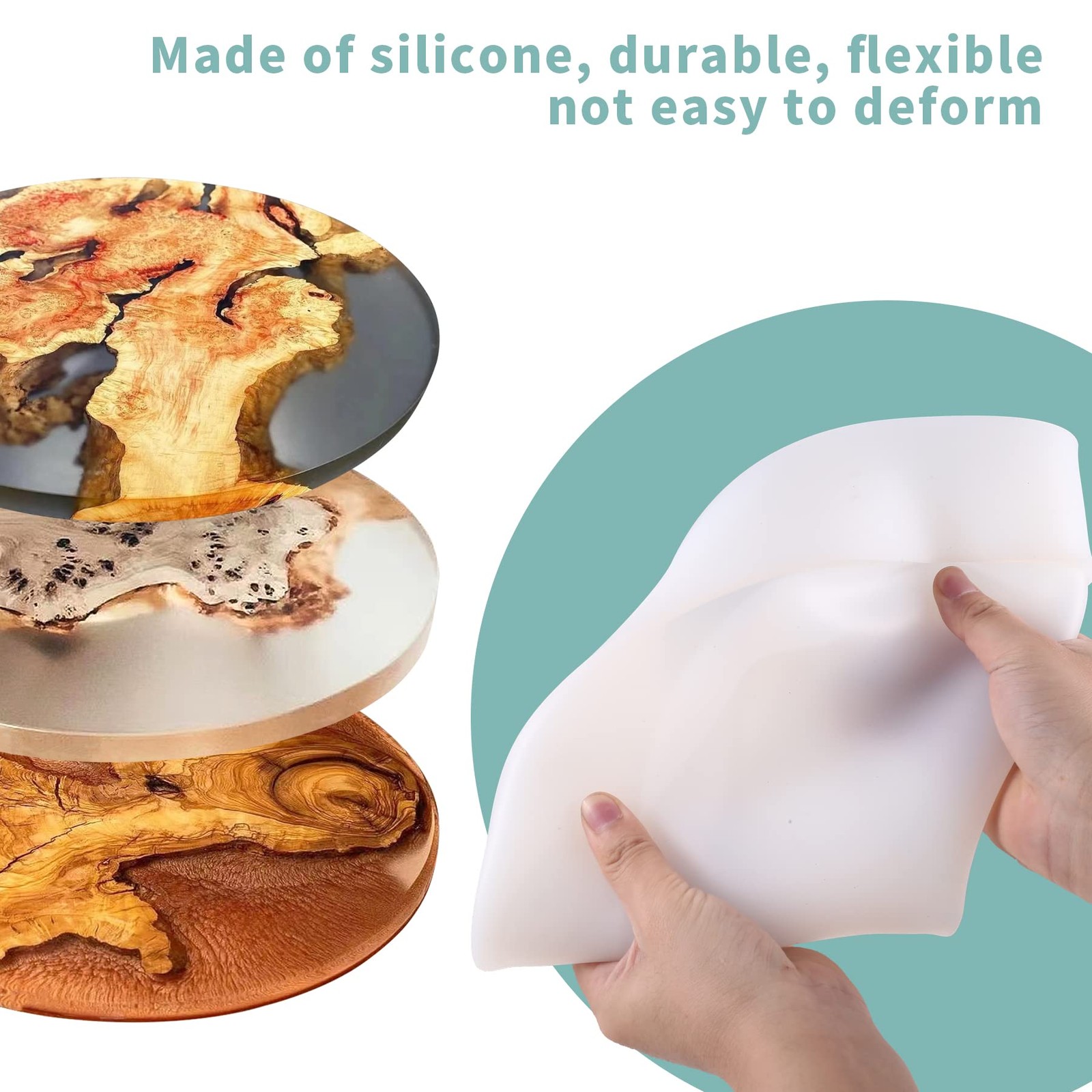 Extra Large Resin Table Mold 14 Inch Round Silicone Epoxy Resin Molds for Riv...