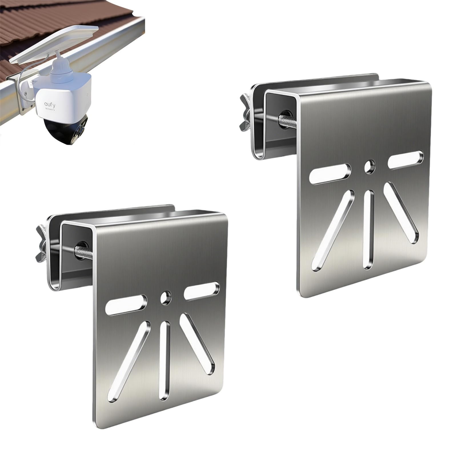 Gutter Mount for Eufy Solocam S340/E30, Stainless Steel Security Silvery2