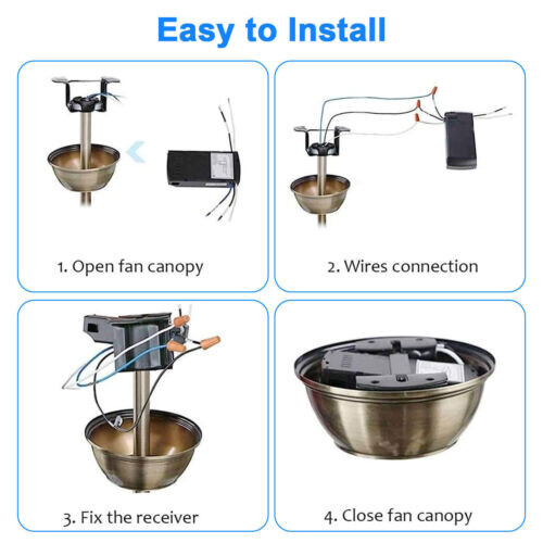 2x Universal Ceiling Fan Lamp Light Wireless Timing Remote Control Receiver Kit