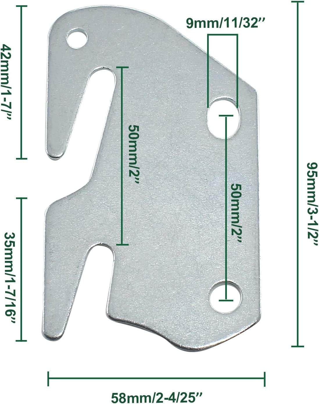 Kyuionty 2 Pcs #10 Bed Frame Hooks Wooden Rail Hook Plates for 2