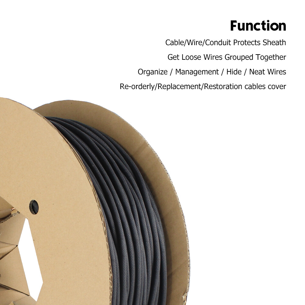 Braided Wire Loom Cord Protector Cable Management Auto Wiring Sleeve Sheathing