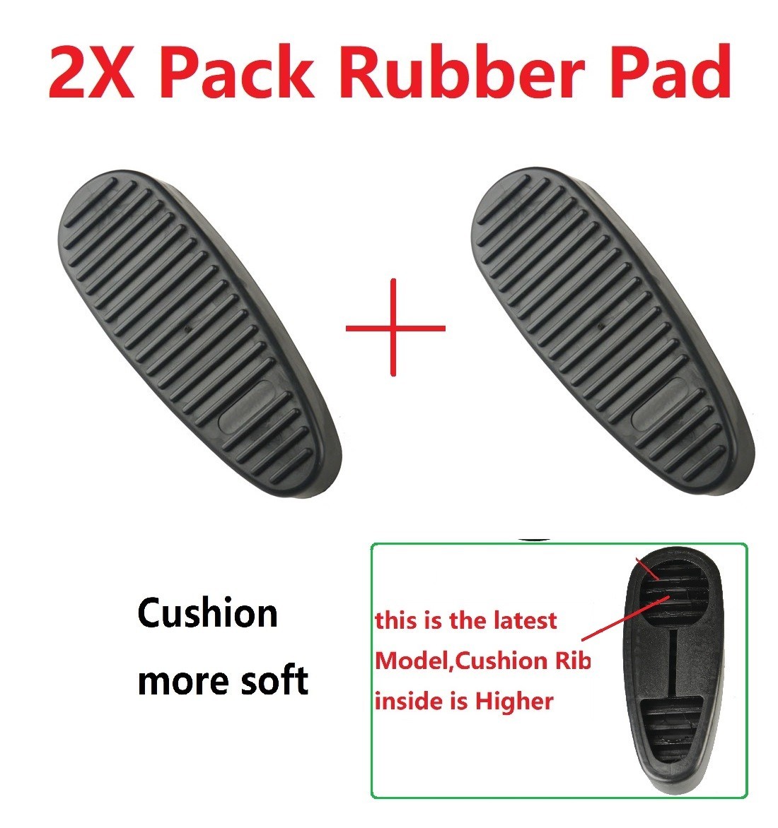 New and Great!! Two Pack Pad! Pad Rubber Butt Pad Black Rubber Stock