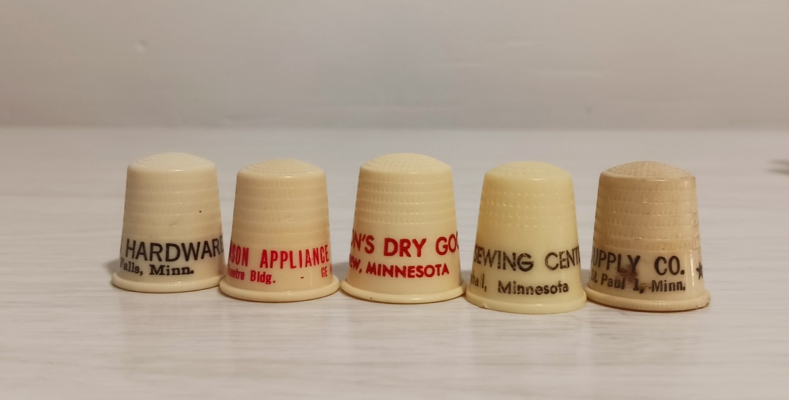Vintage Lot 13 Plastic Advertising Thimble Minnesota