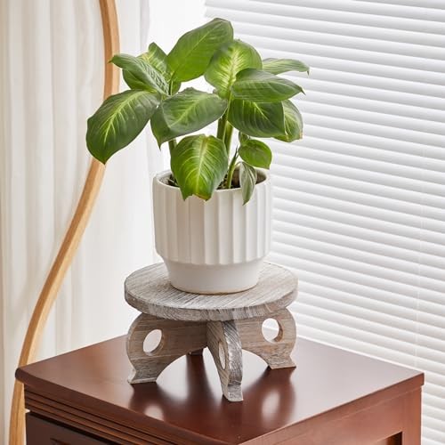 Plant Stools Indooren Stool for Plants Flower Display with Stand Wood White