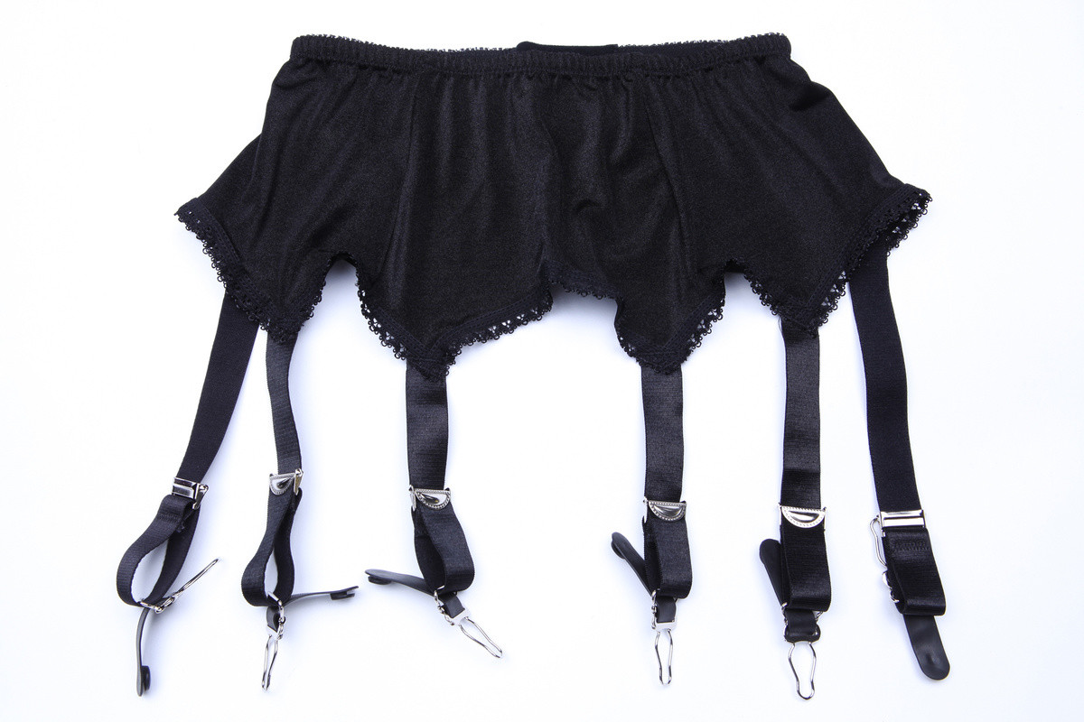 Allacki Floral Lace Panel Garter Belts Retro Court Style 6 Straps Suspender