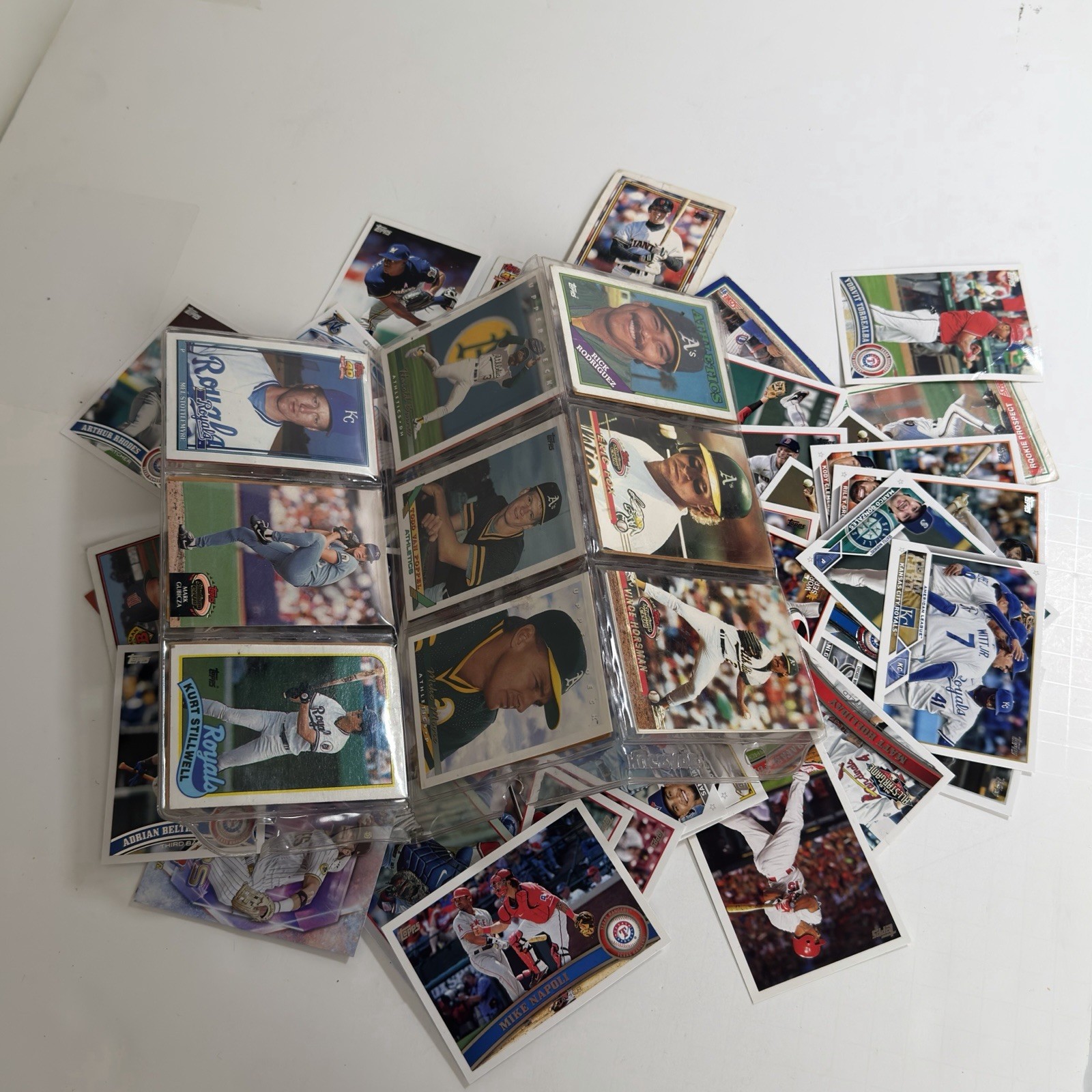 Estate Baseball Card Lot (56 Cards) Topps Upper Deck Bowman + Folder