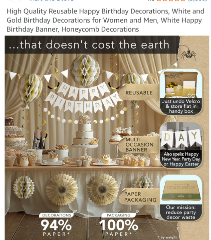 Itsy Bitsy Party Co Premium Reusable Party Birthday decorations