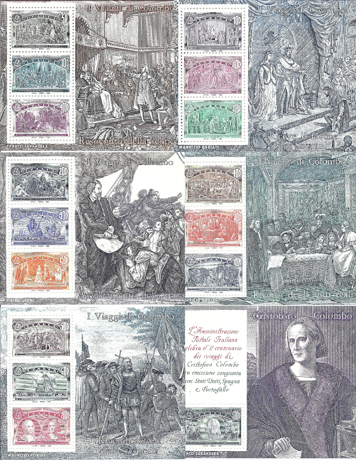 1992 Italy/Italia Voyages of Columbus 500, Set of 6 S/S 1883-1888 MNH