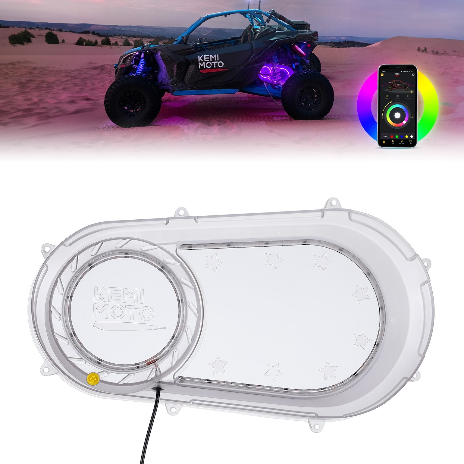 2207124 Clear Outer Clutch Cover w/RGB Lights for Polaris RZR XP 1000/4 Ranger