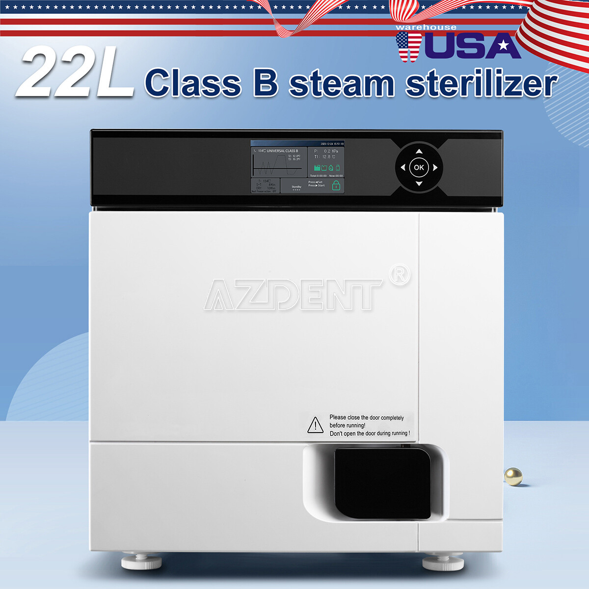 18L/22L Dental Autoclave Steam Sterilizer Medical Class B Drying/w/ Printer