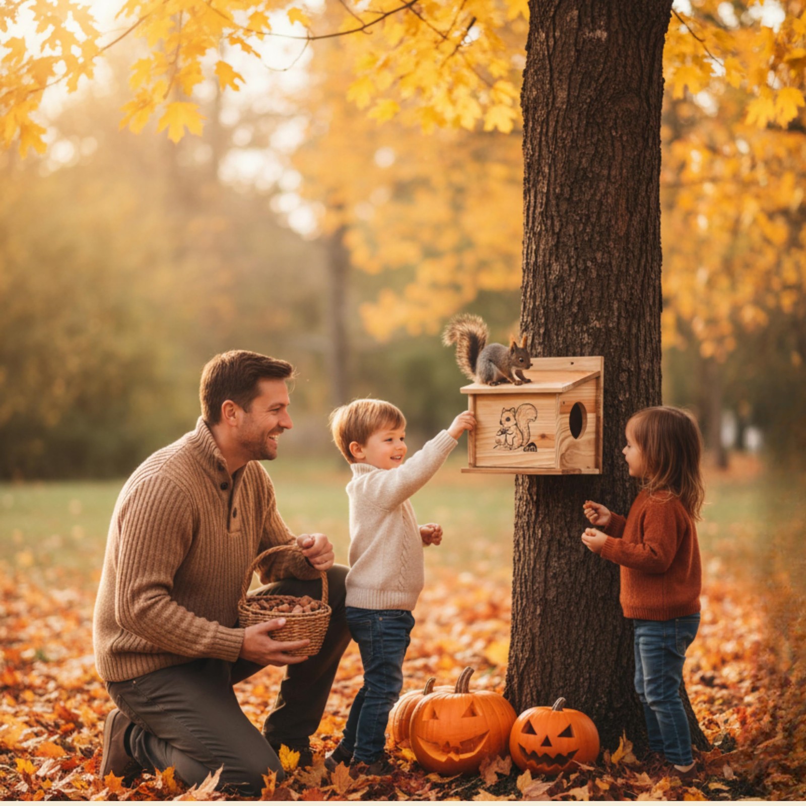 MrHN Small Squirrel House - Easy Assembly Nesting Box for Outside Wildlife