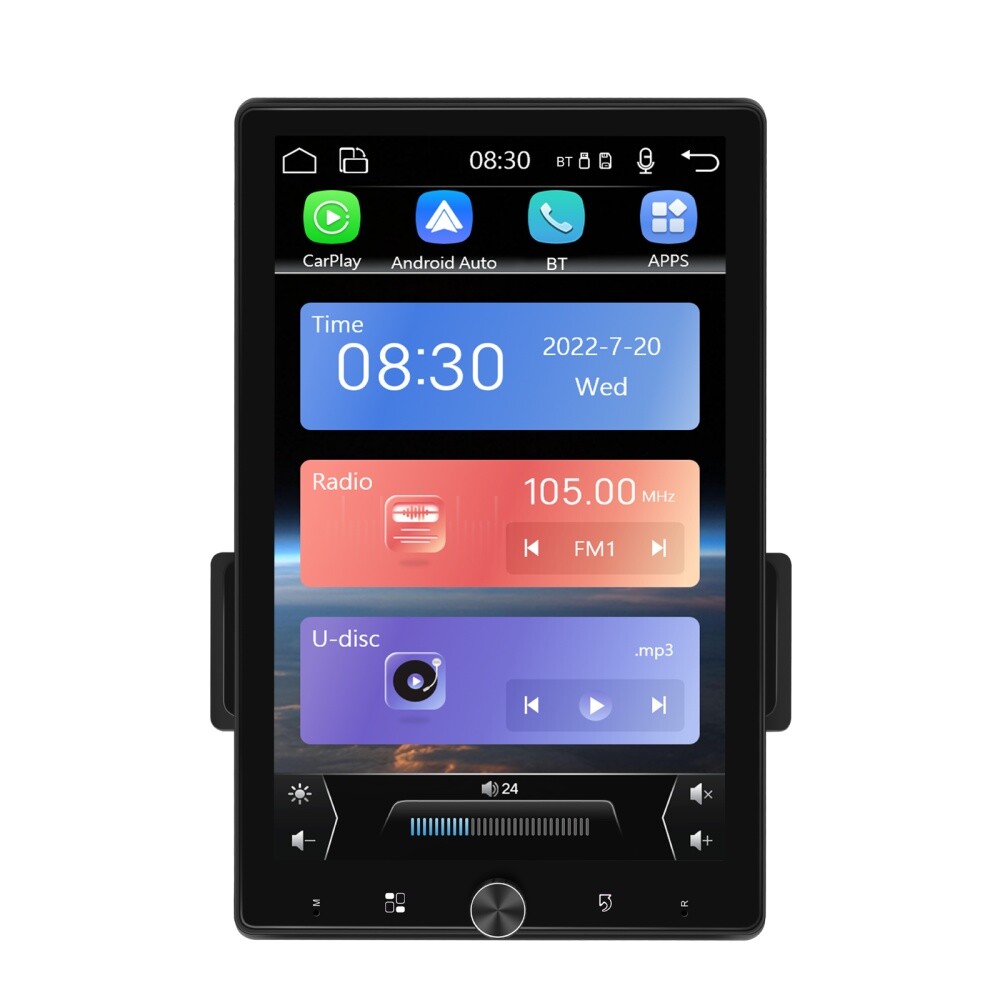 10.4" 1 DIN Car Stereo Radio Carplay Android Auto Vertical Screen GPS + Camera