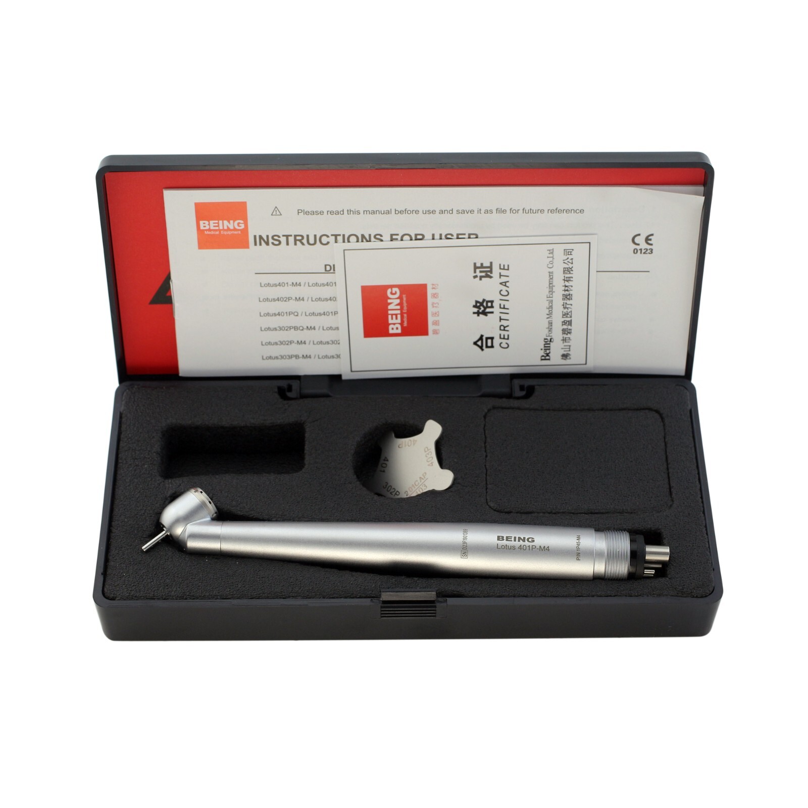 BEING Dental Surgical High Speed Handpiece 45 Degree Reverse Air 4 Hole LED NSK