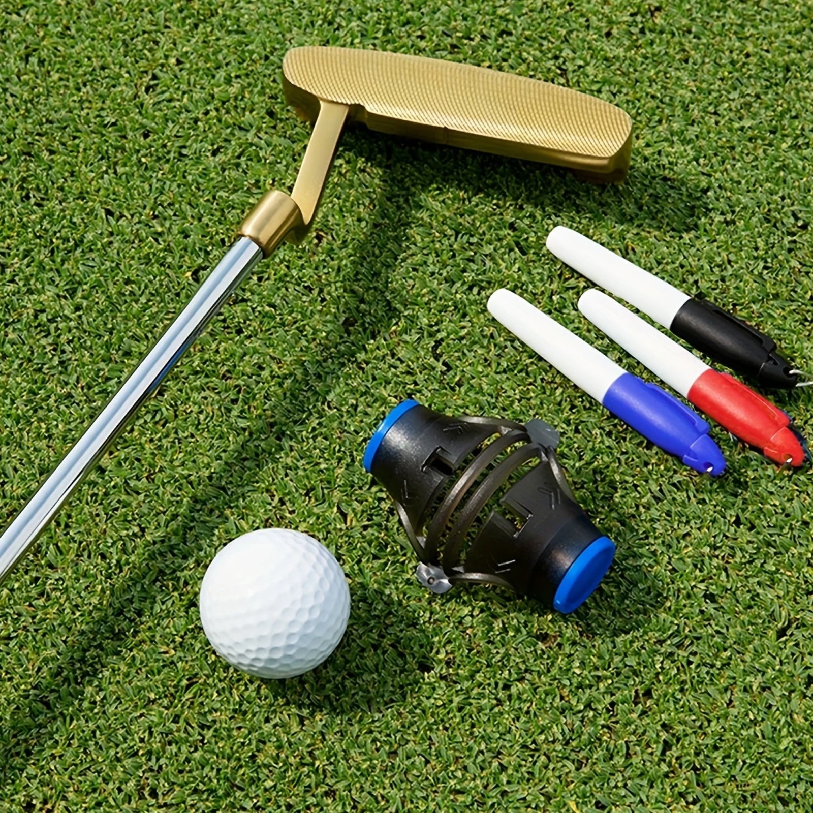 360° Golf Ball Line Marker Kit - Alignment Tool with Markers for Putter Accuracy