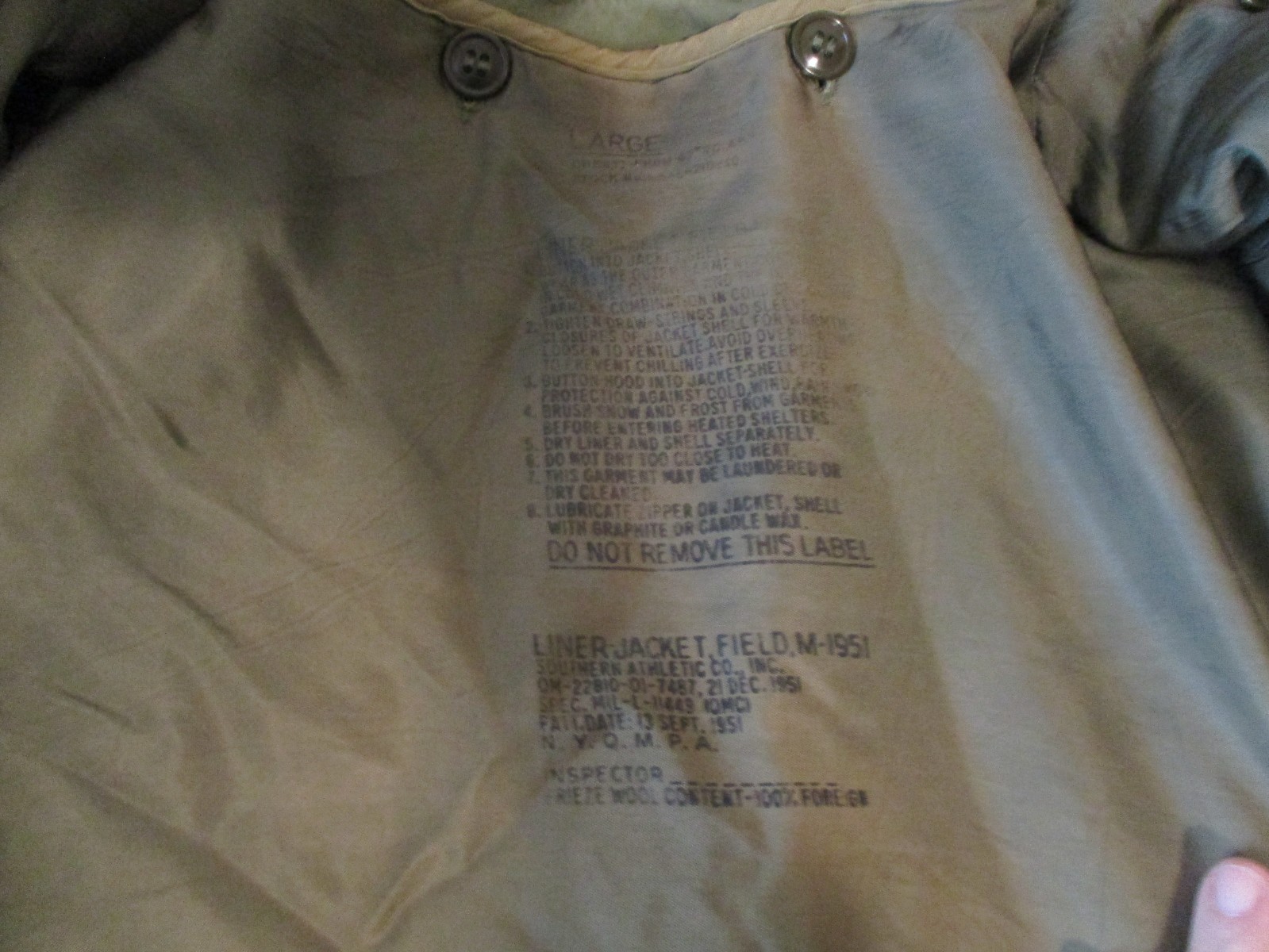 VINTAGE KOREA ISSUED HEAVY FIELD JACKET - SHELL (1952 Sz M) - LINER (1951 Sz L)