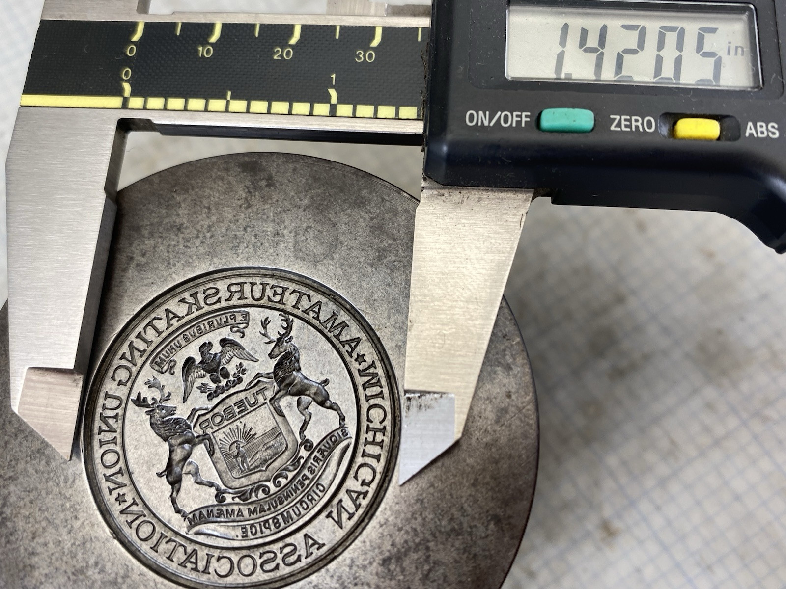 Antique Mold Die Hub Stamp Jewelry Michigan Skating Union ASSN Medal Badge #414