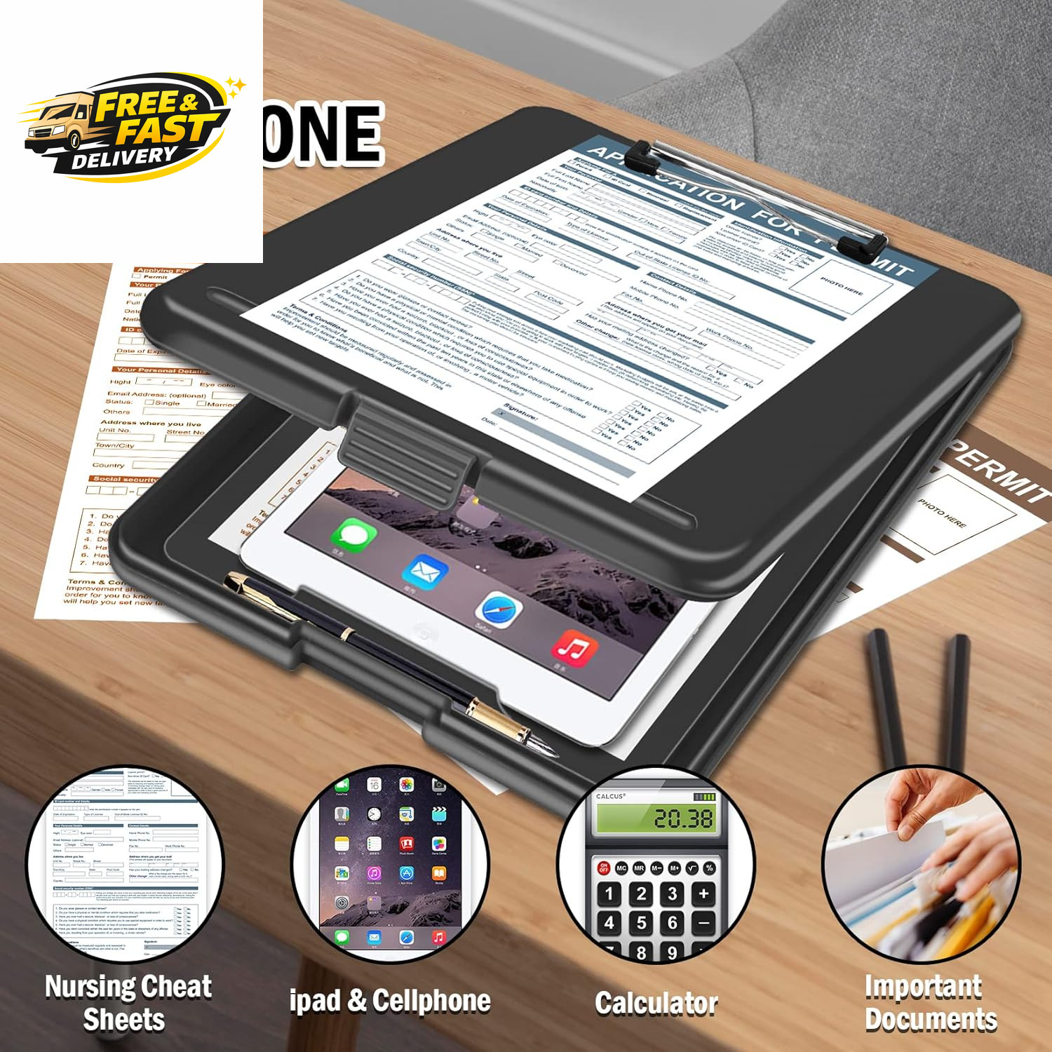 Clipboard with Storage, Clipboards 8.5X11 with Storage, Nursing Clip Board ,